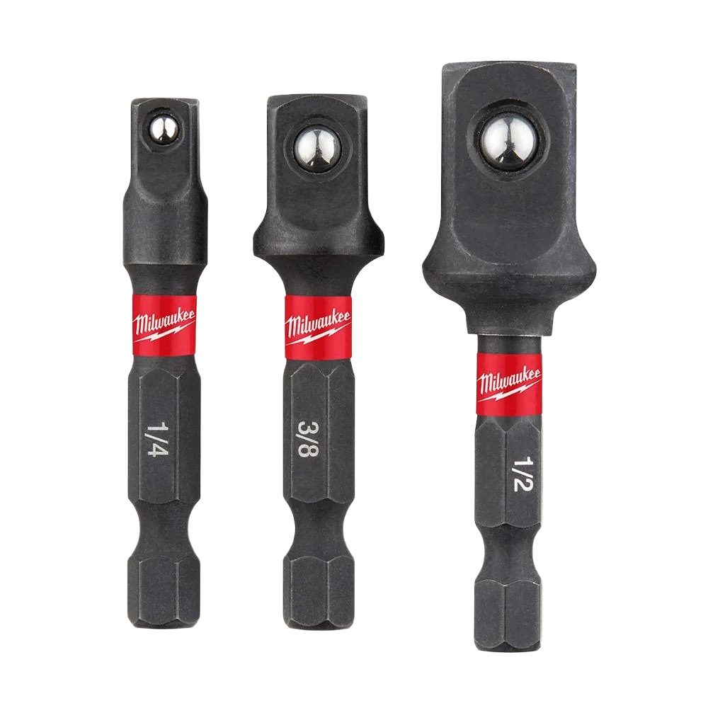 Specialty Milwaukee SHOCKWAVE™ 3-PC Impact Hex Shank Socket Adapter Detailed