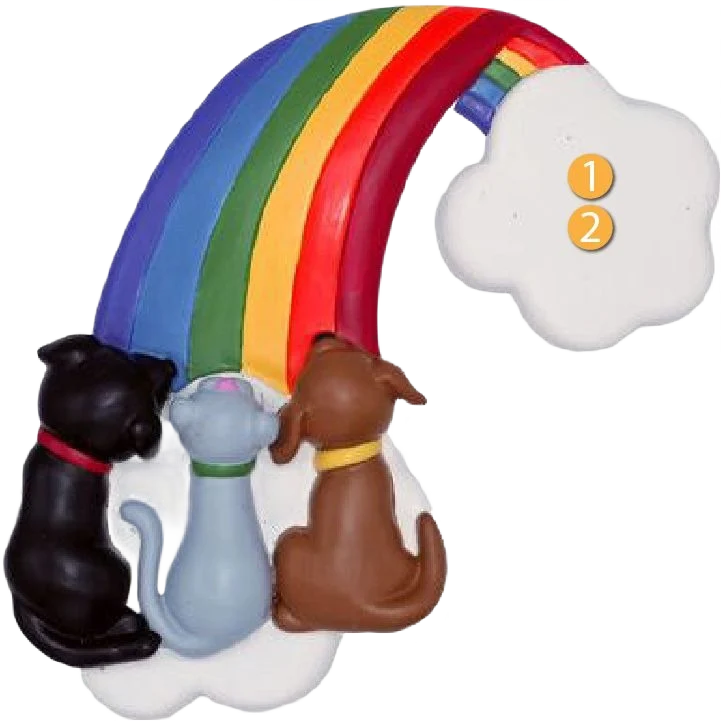 Verified Ornament Central Personalized Rainbow Bridge with 3 Dogs Ornament Reusable