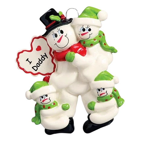Modern Rudolph Me Personalized I Love Daddy with Three Kids Ornament Reusable