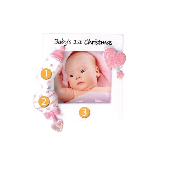 Trendy PolarX Personalized Pink Baby's First Christmas Ornament Solid