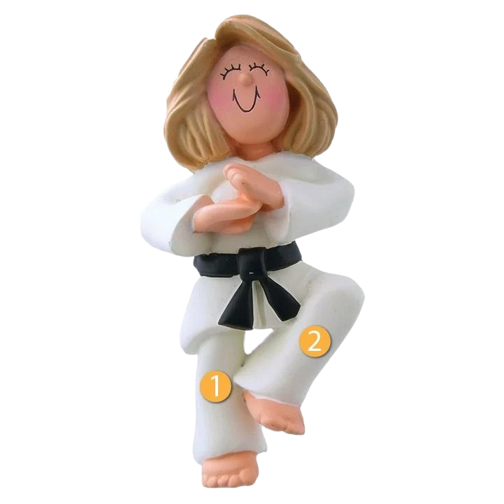 Recyclable Ornament Central Personalized Blonde Female Karate Ornament Stylish
