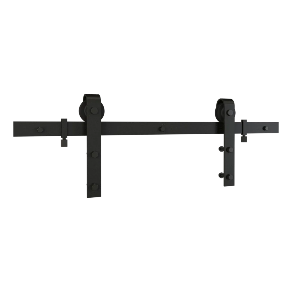 Professional National Hardware 72 Matte Black Classic Interior Barn Door Kit 2-Piece Detailed
