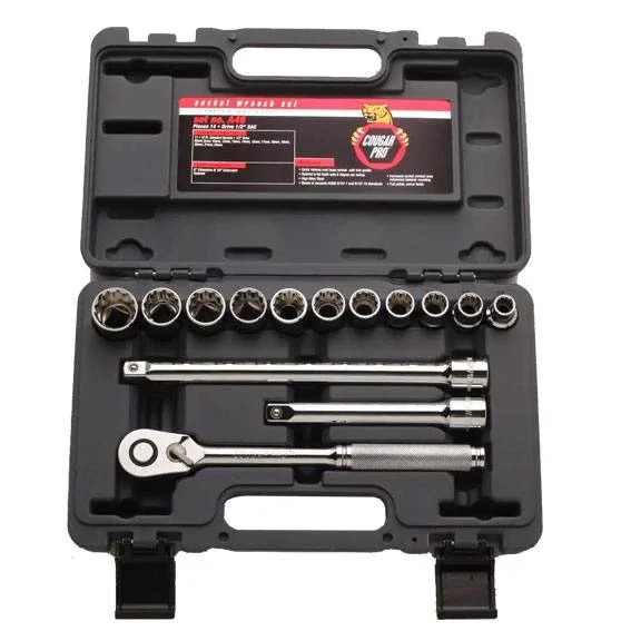 Environmentally Friendly Cougar Pro A46 14 Pc 12 Pt Socket Set 1 2 in. Drive Solid