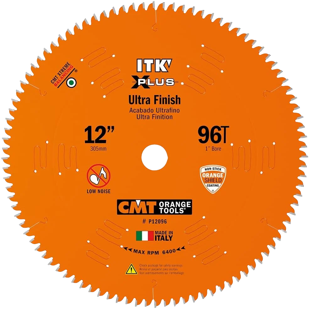 Green CMT Orange Tools 12 96T Itk-Xplus® Ultra Finish Saw Blade Safe