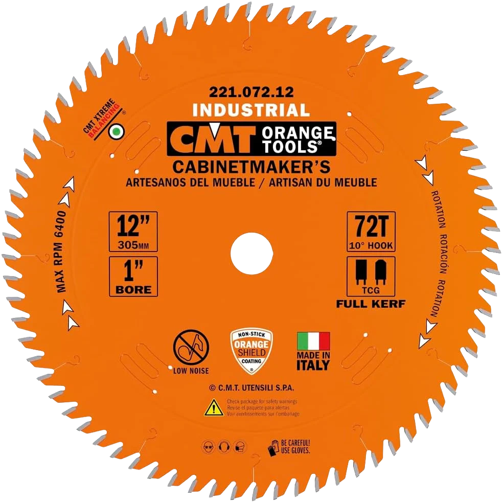 Long-Lasting CMT Orange Tools 12 72T Cabinetmaker s Saw Blade Breathable