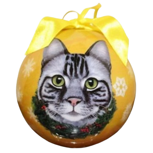 Reliable E S Pets Silver Tabby Cat Christmas Ball Ornament Superior