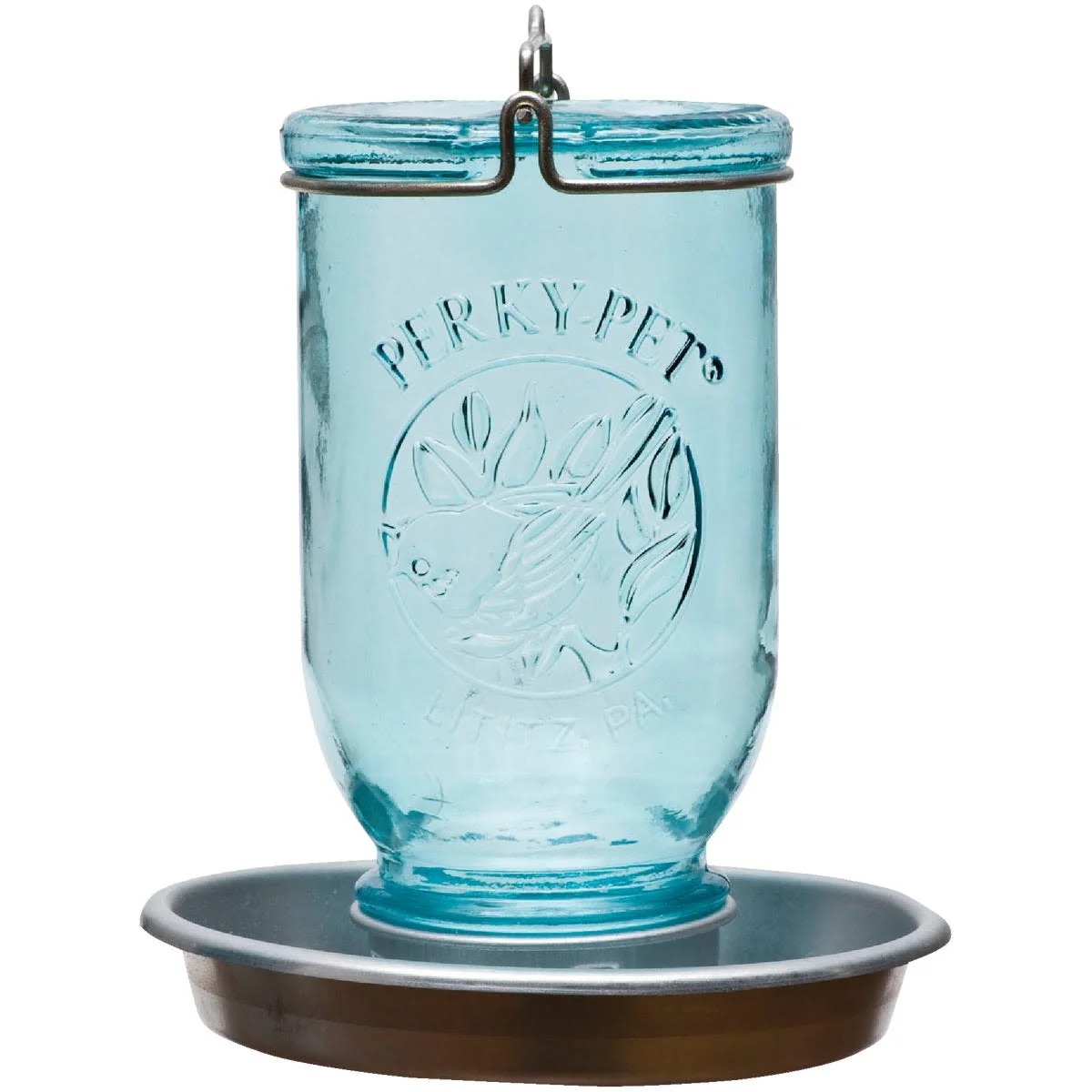 Official Perky-Pet Mason Blue Mason Jar Bird Waterer 32 oz. Effective