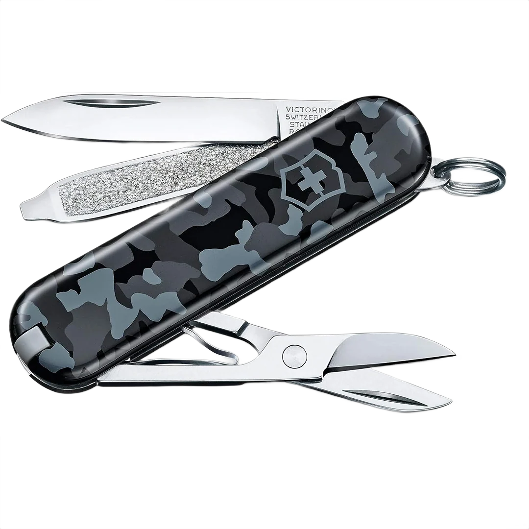 First-Class Victorinox Classic Pocket Knife Gray Camo Lightweight