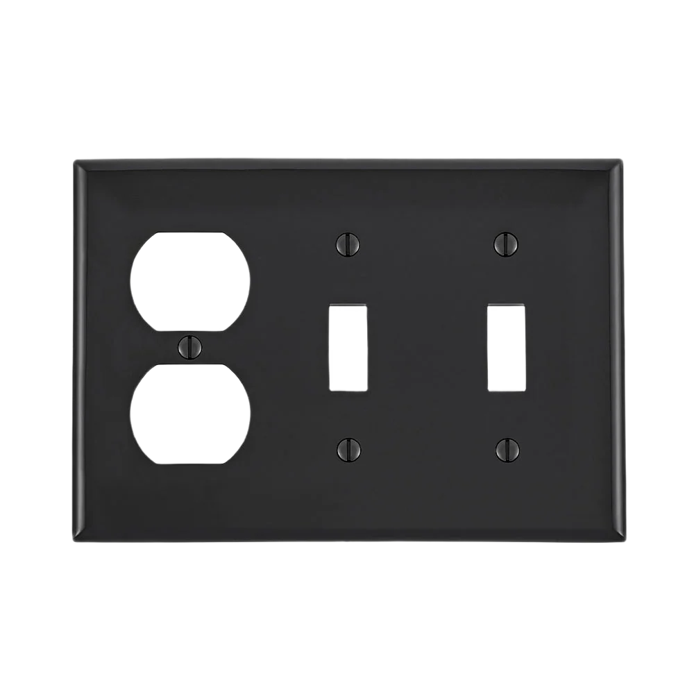 Fine Crafted Leviton 3 Gang 2 Toggle 1 Duplex Black Wallplate Outstanding