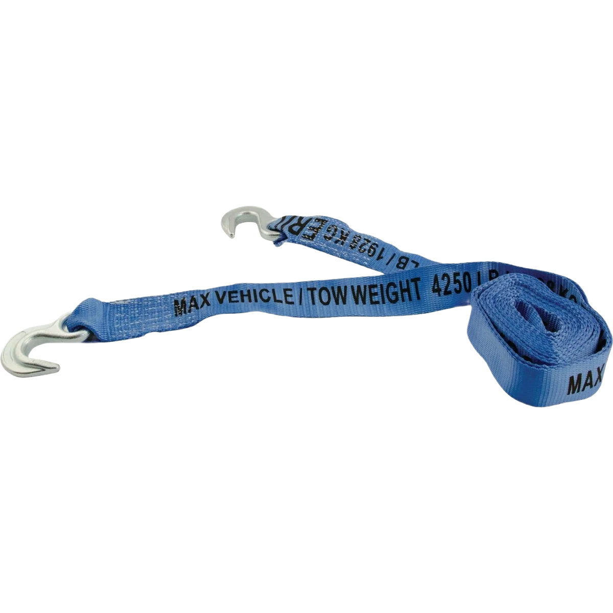 Reusable Erickson 2 In. x 15 Ft. 4250 Lb. Blue Tow Strap with Hooks Detailed
