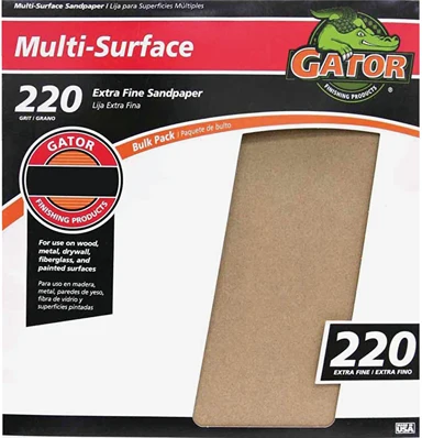Refined Gator 9 x 11 Multi-Surface 220-Grit Extra Fine Sandpaper Single Sheet Smart