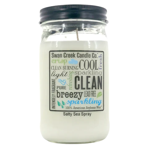 Exceptional Swan Creek Salty Sea Spray Pantry Jar Candle 12 oz. Pure