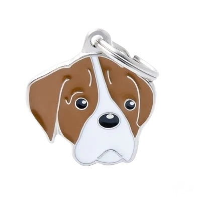 Recyclable MyFamily White Brown Boxer ID Tag Premium