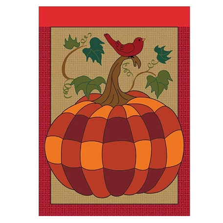 High-Grade Magnolia Garden Burlap Pumpkin Leaves Flag 13 x 18 in. Innovative