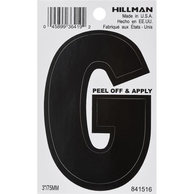 Modern Hillman 3 in. Black Vinyl Die Cut Peel Off Sticker Letter G Sophisticated