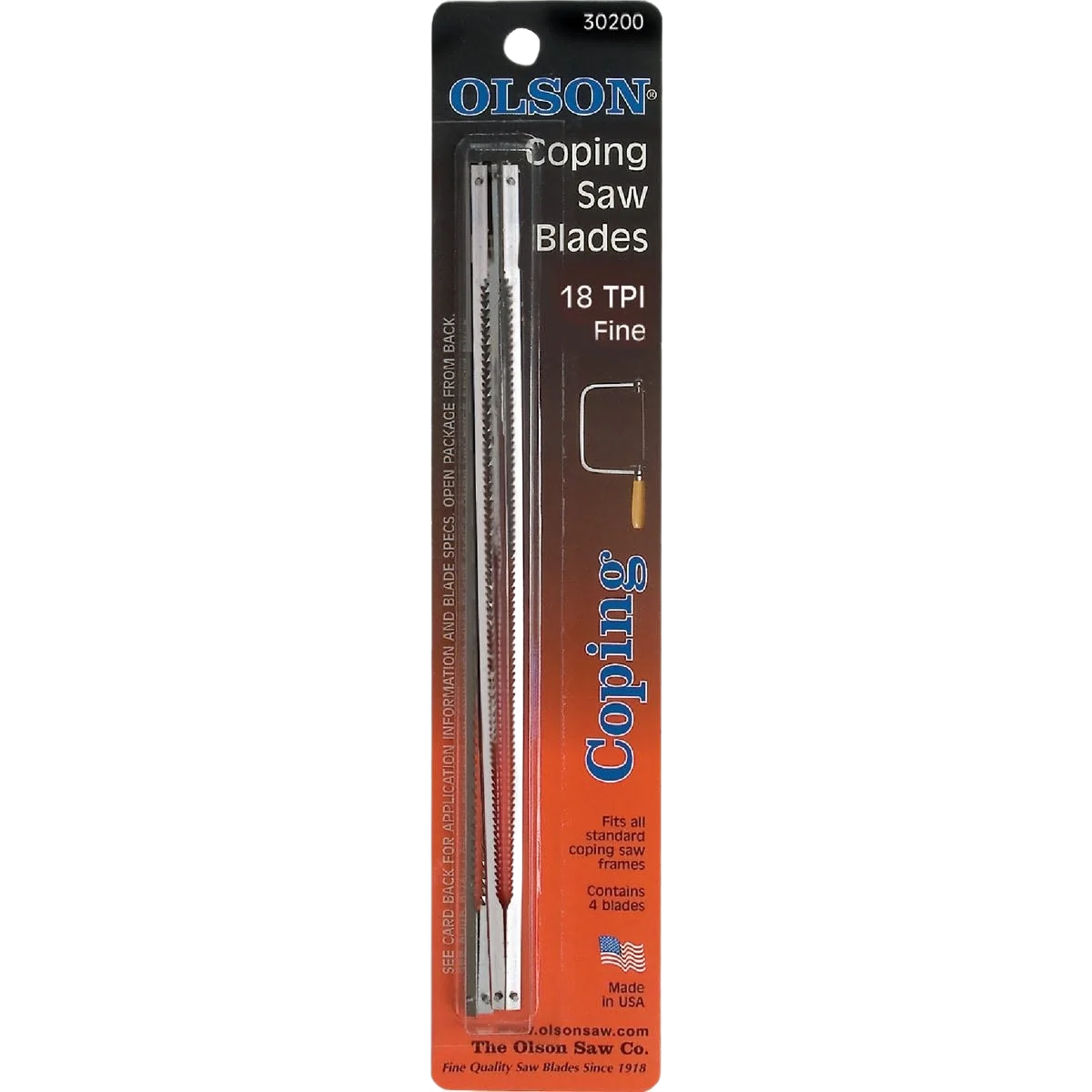 Dependable Olson 6-1 2 in. x 18 TPI Fine Coping Saw Blades 4-Pack World-Class