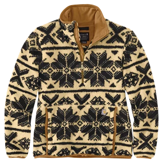 Smart Carhartt Women's 2XL Oat Milk Black Fairisle Loose Fit Fleece Pullover Eco-Friendly