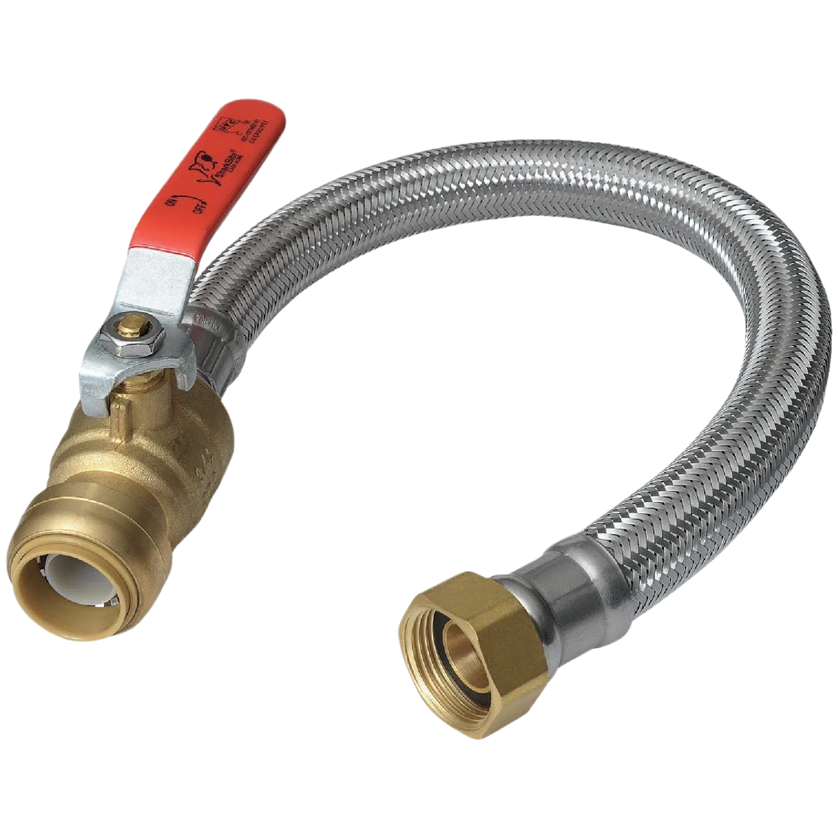 Secure Low Lead Ball Valve FIP Sharkbite Flexible Water Heater Connector Recyclable