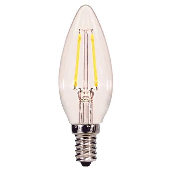 Smart Satco 2.5 Watt C11 LED Clear Candelabra Base Light Bulb Pure