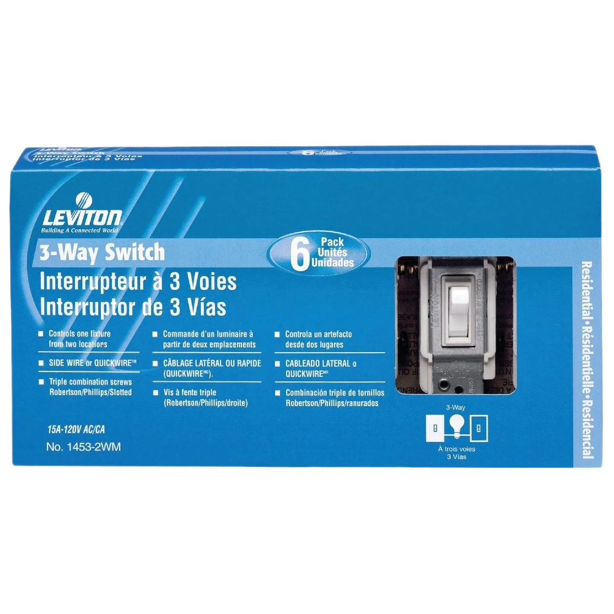 Unique Leviton Toggle White 15A 3-Way Switch 6-Pack Prestigious