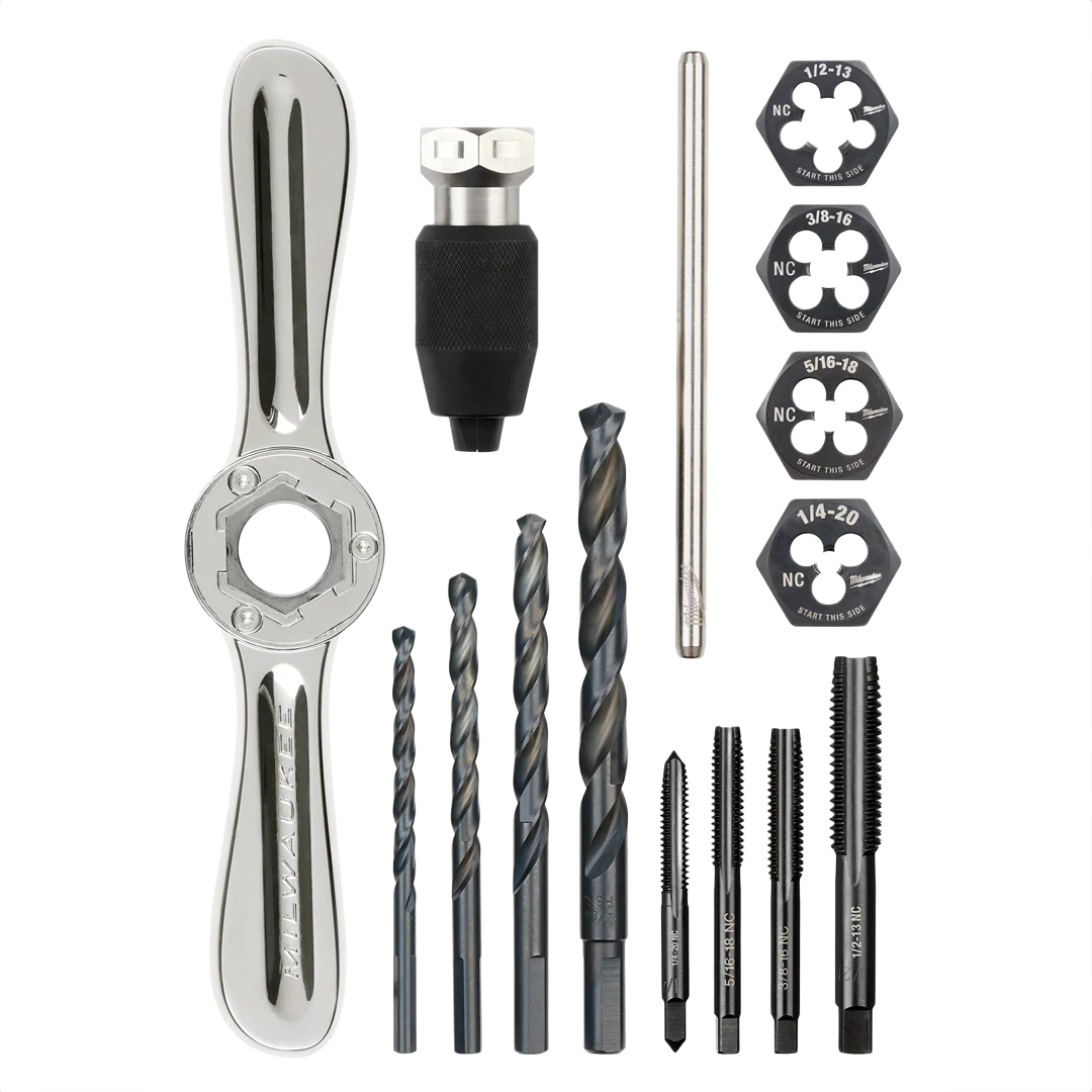 High-Grade Milwaukee 15PC SAE Tap and Die Set with Hex-LOK™ 2-in-1 Handle Optimized