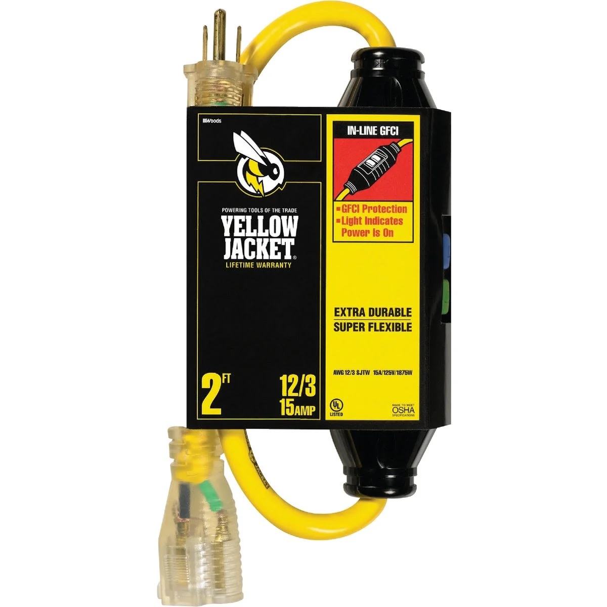 Versatile Yellow Jacket 12 3 Contractor Grade GFCI Extension Cord Safe
