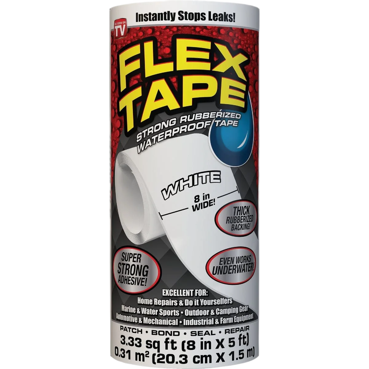 Genuine Flex Tape White Rubberized Repair Tape 8 in. x 5 ft. Environmentally Friendly
