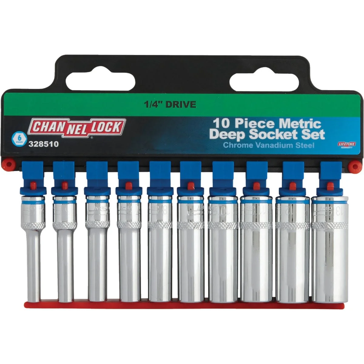 Smooth Channellock 1 4 in. Drive Deep Metric Socket Set 10-Piece Traditional