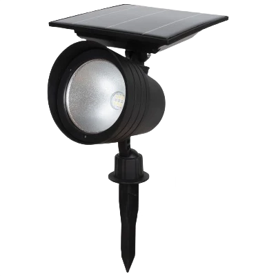 Trendy Fusion Black Plastic Adjustable 100-300 Lumens Solar Spotlight Reusable