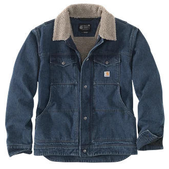 Responsible Carhartt XL Beech Denim Sherpa-Lined Relaxed Fit Jacket Enhanced