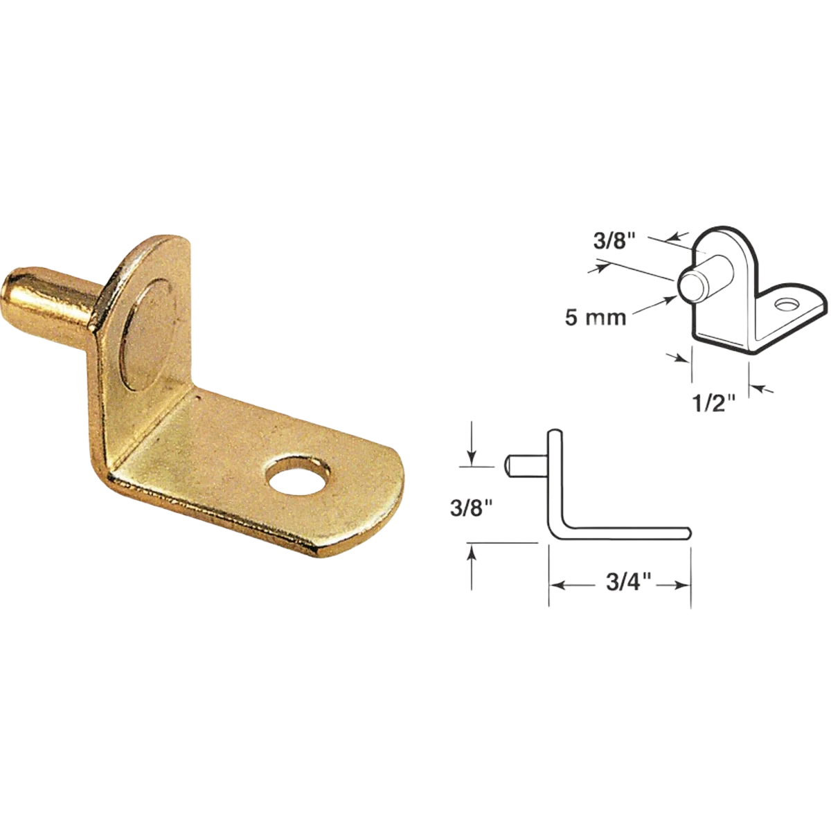 Safe Prime-Line 5mm Brass Metal Shelf Support 8-Ct Secure