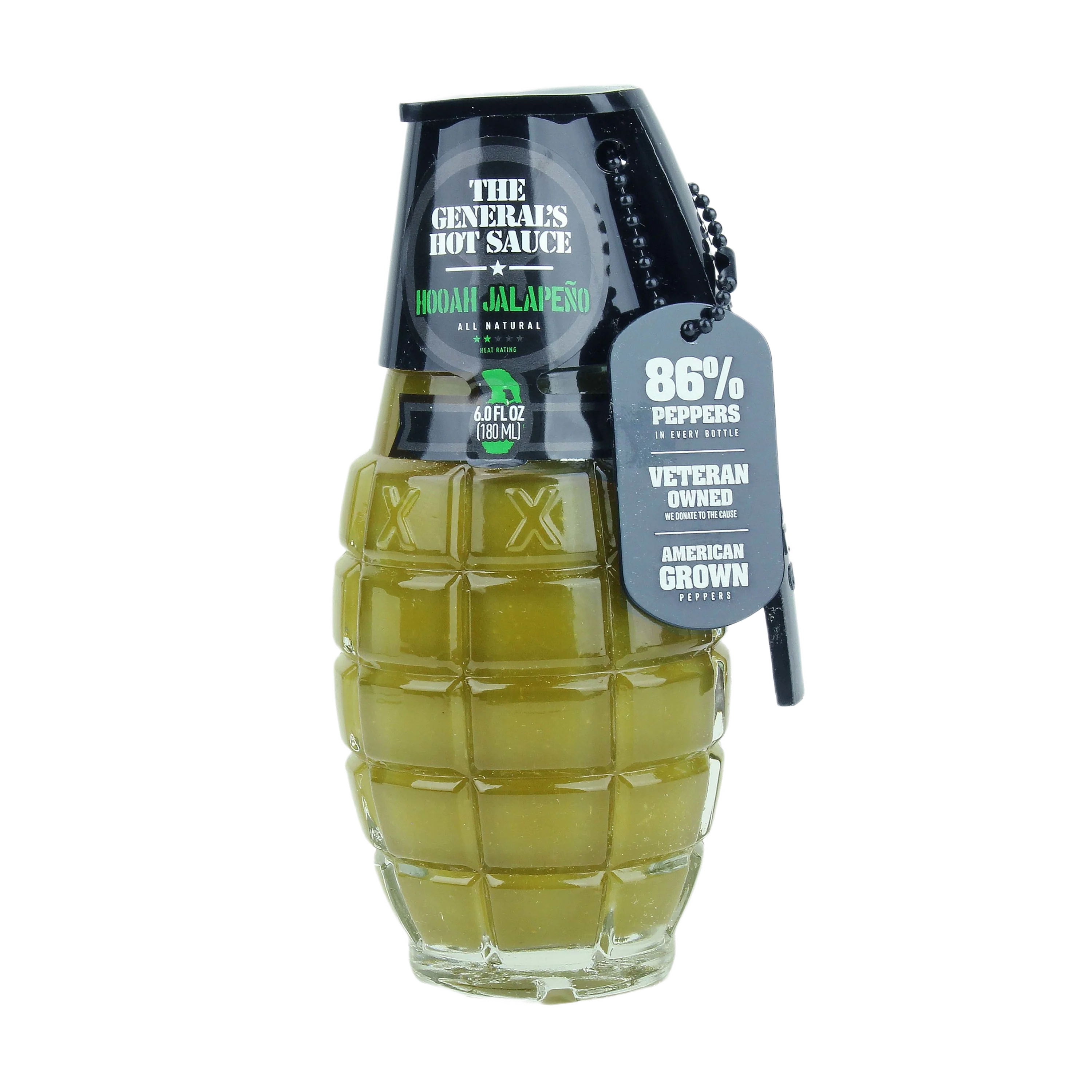 Unique The General's Hooah Jalapeno All-Natural Hot Sauce Grenade Bottle 6 oz. Optimized