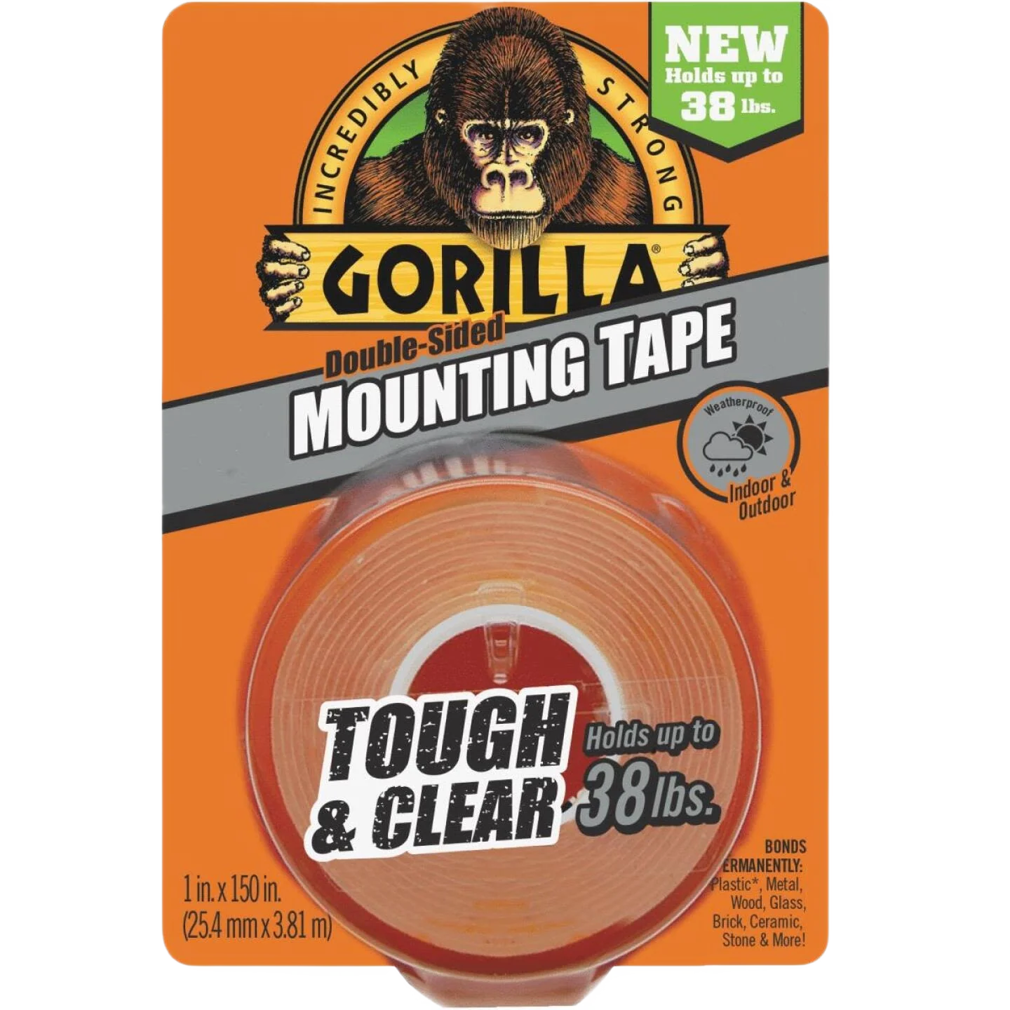 Lightweight Gorilla Clear Double-Sided Mounting Tape 28 lb. Capacity High-End