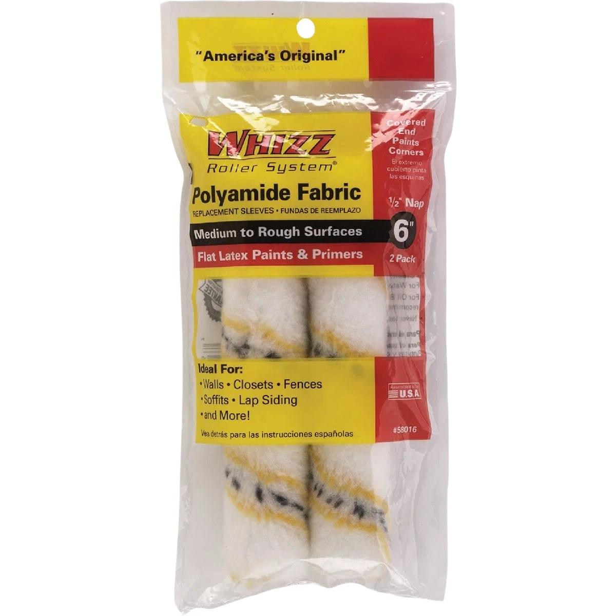 Healthy Whizz Gold Stripe 6 x 1 2 in. Refill Woven Fabric Roller Cover 2-Pack Fine