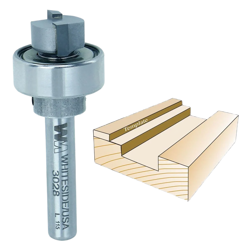 Artisan Whiteside Template Bit w Oversize Bearing 1 4 in. SH x 1 2 in. CD x 1 4 in. CL Powerful