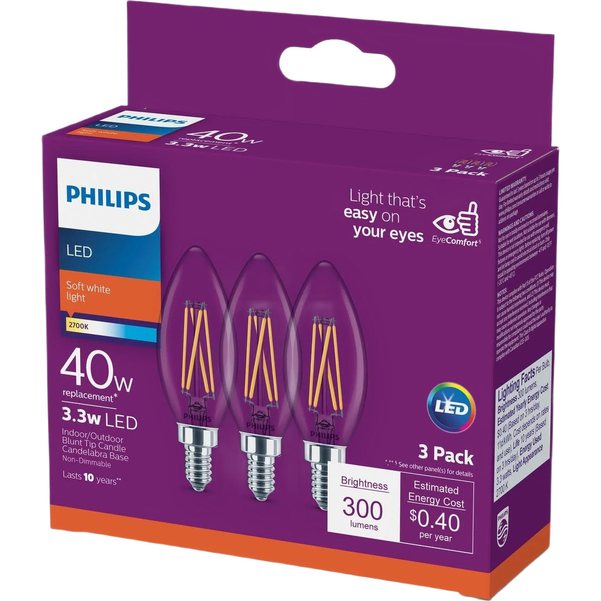 Efficient Philips B11 Candelabra Dimmable LED Decorative Light Bulb Relaxed
