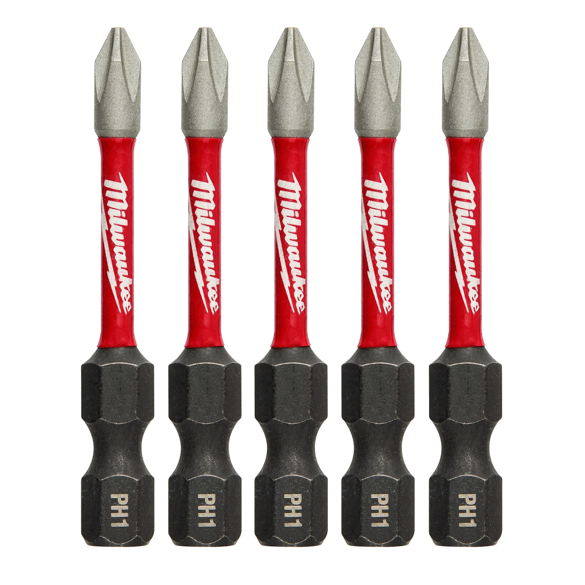 Recyclable Milwaukee SHOCKWAVE™ Impact Duty™ 2 PH1 Phillips Bits 5-Pack Long-Lasting