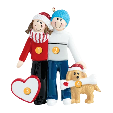 Fine Rudolph Me Personalized Couple with Dog Ornament Genuine