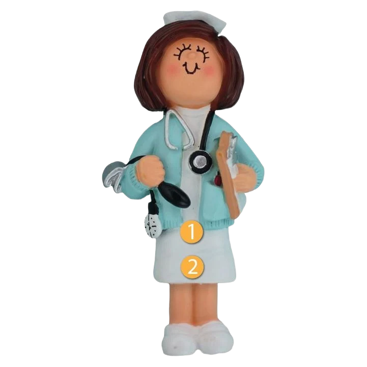Smart Ornament Central Personalized Brunette Female Nurse Ornament Sophisticated