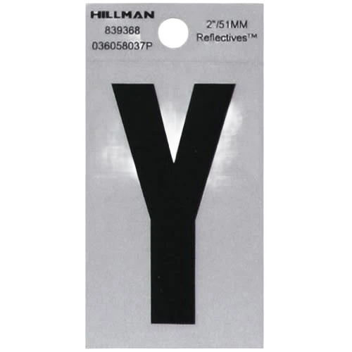 Green Hillman 2 in. Black Silver Reflective Mylar Square Cut Sticker Letter Y Trendy