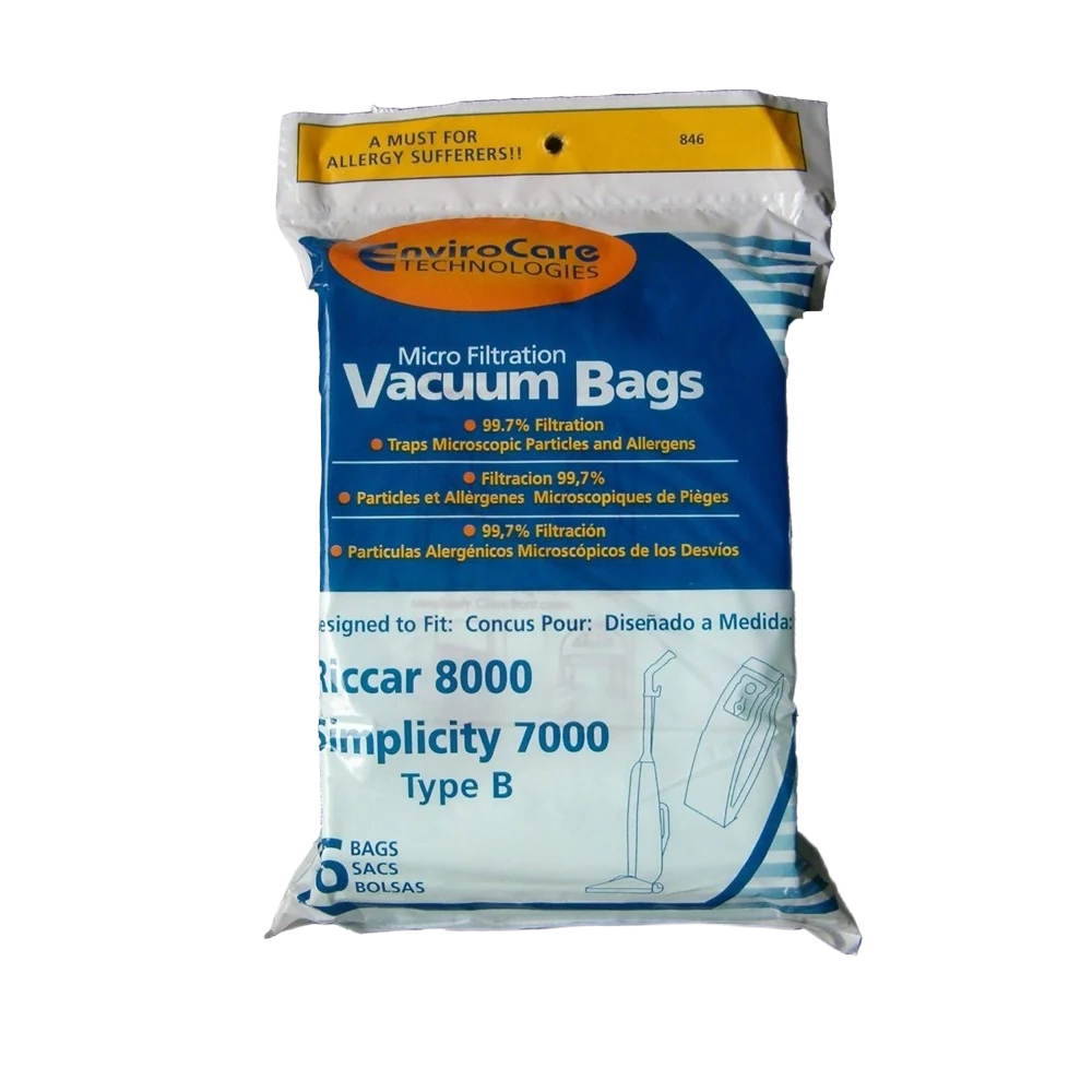 Carefully Designed EnviroCare Riccar Simp Type B Vacuum Bag 6-Pack Solid
