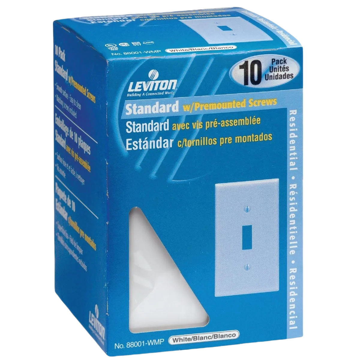 Breathable Leviton 1-Gang Plastic Toggle Switch Wall Plate White 10-Pack Clean