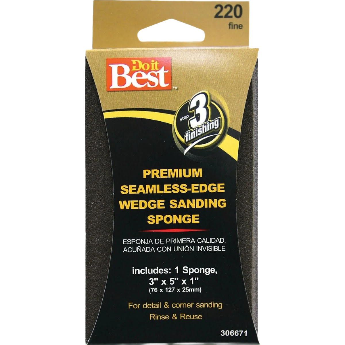 Convenient Do it Fine 220-Grit Premium Wedge Sanding Sponge Premium Material