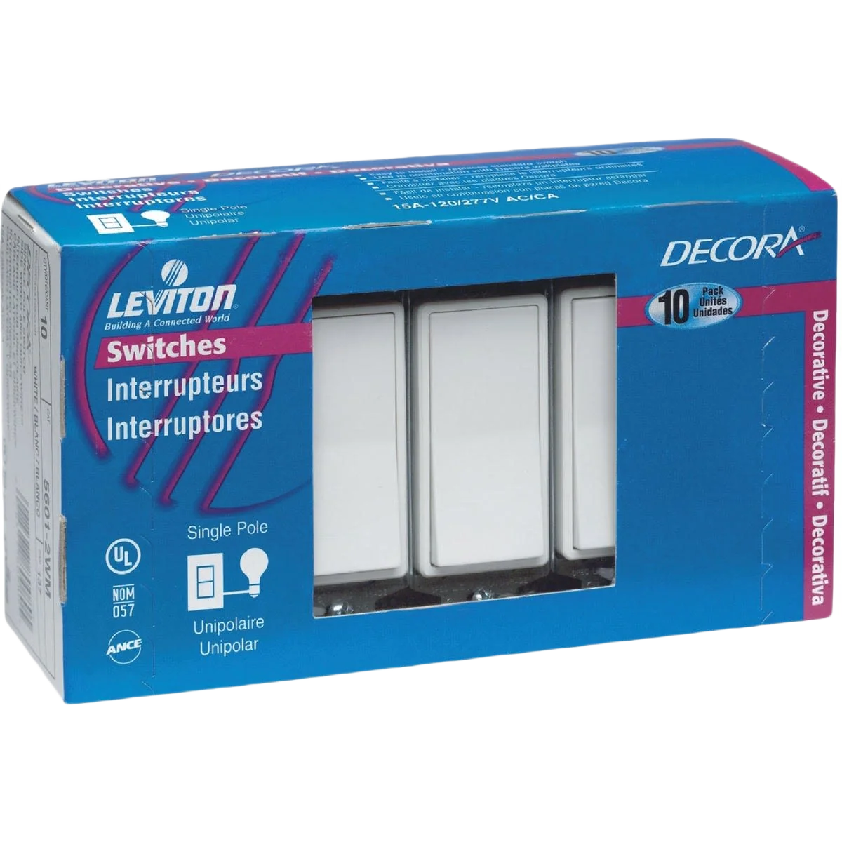 Pure Leviton Decora Rocker Single Pole Switch Elegant