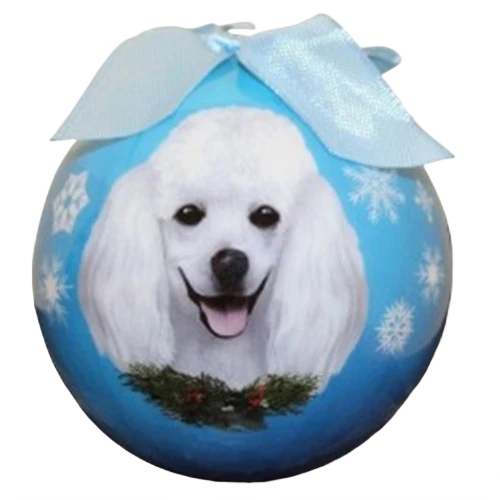 Trendy E S Pets White Poodle Christmas Ball Ornament Superior