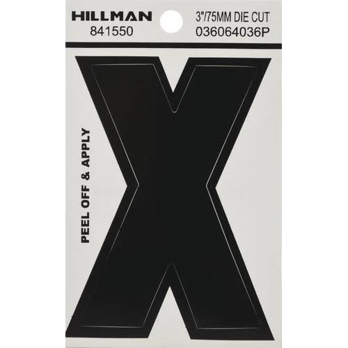 Breathable Hillman 3 in. Black Vinyl Die Cut Peel Off Sticker Letter X Refined