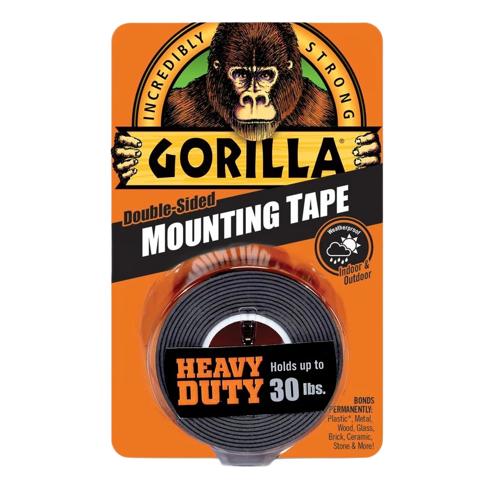 Quality Gorilla Black Double-Sided Heavy Duty Mounting Tape 60 lb. Capacity Easy-to-Use