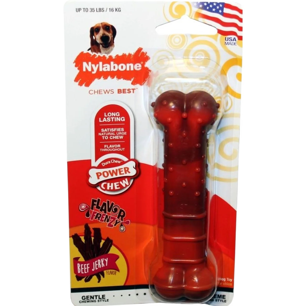 Minimalist Nylabone Wolf Beef Jerky Power Chew Textured Bone High-Performance