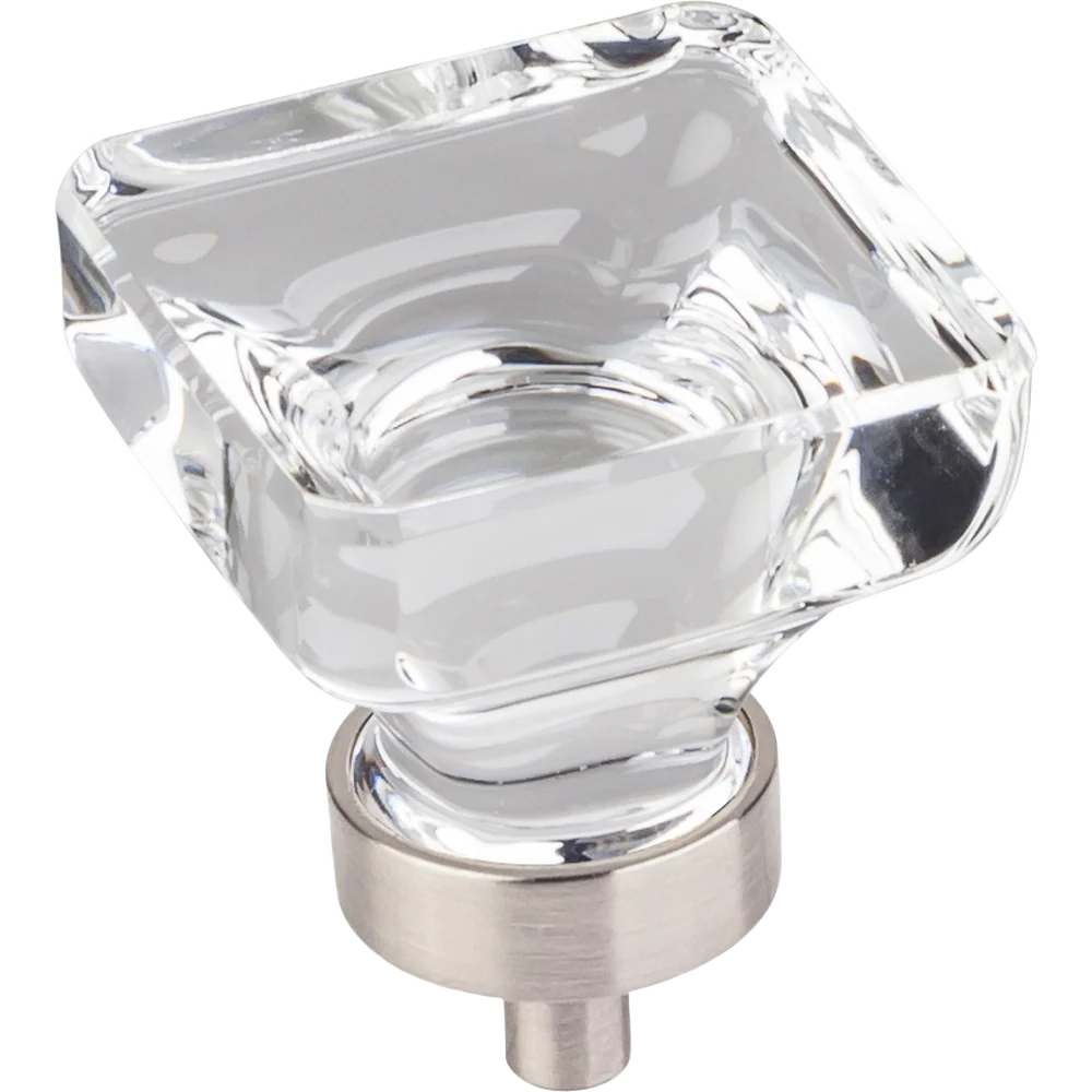 Powerful Hardware Resources Satin Nickel Square Glass Harlow Knob 1-3 8 in. Safe