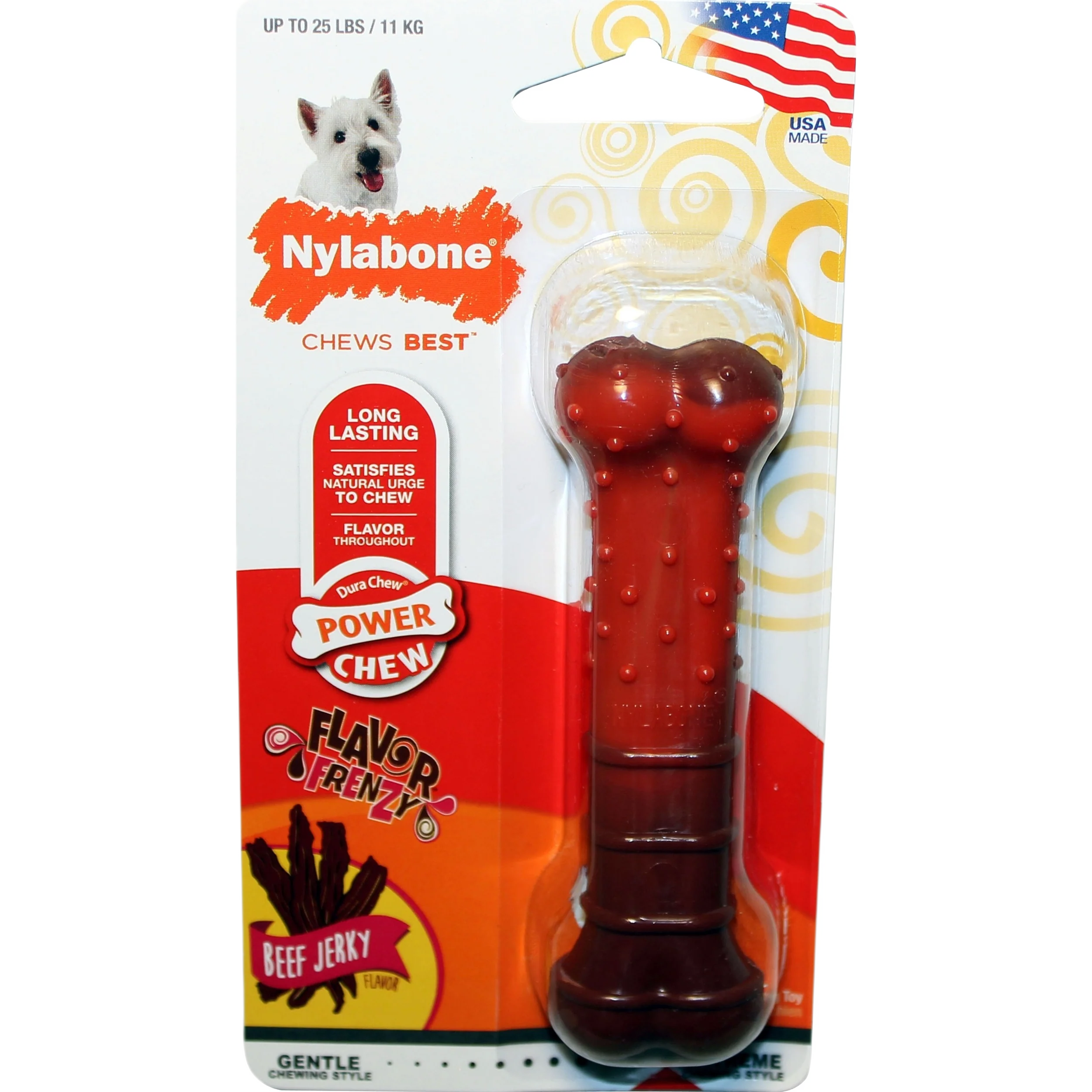 Artisan Nylabone Regluar Beef Jerky Power Chew Textured Bone Effective